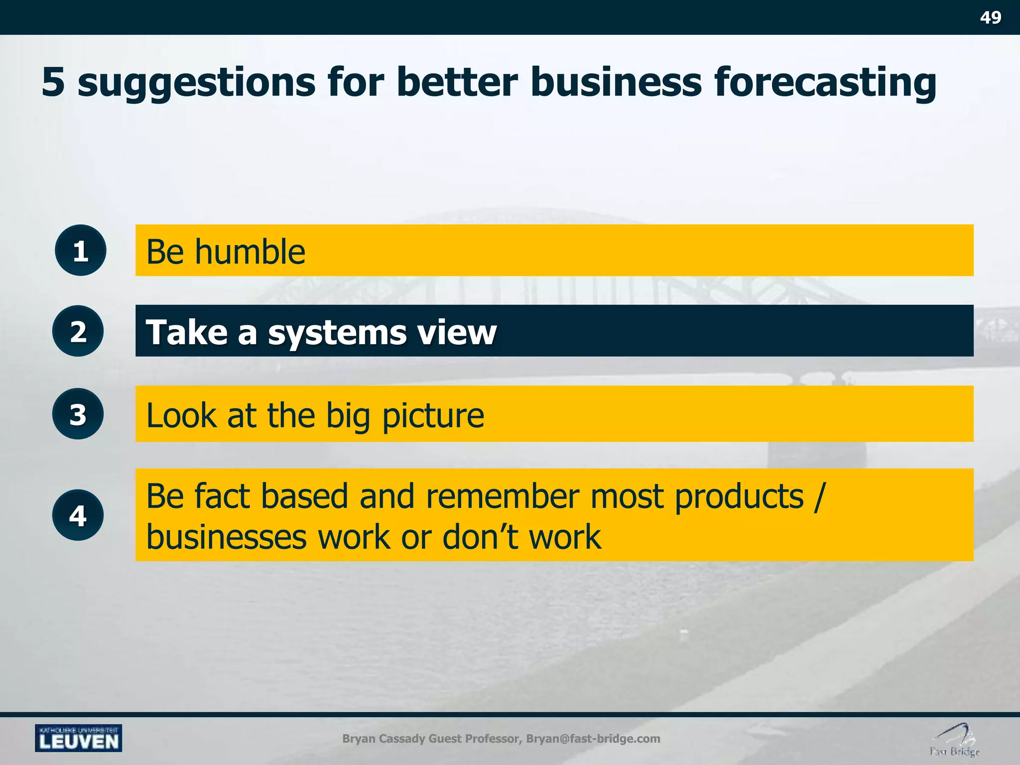 Bryan Cassady Guest Professor, Bryan@fast-bridge.com
Be humble1
2
3 Look at the big picture
4
 