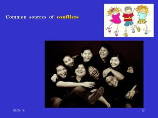 Common sources ofCommon sources of conflictsconflicts
05/24/16 12
 