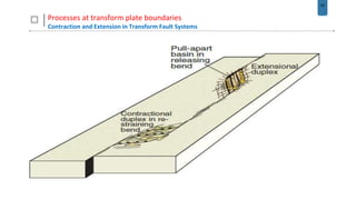 42
Processes at transform plate boundaries
Contraction and Extension in Transform Fault Systems
 