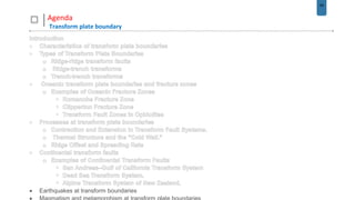 59
Agenda
Transform plate boundary
.
 Earthquakes at transform boundaries
 