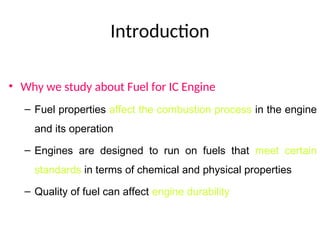 Process Engineered Fuel Mechanical engineering Fuels For IC Engine | PPT