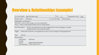 Overview & Relationships (example)
 