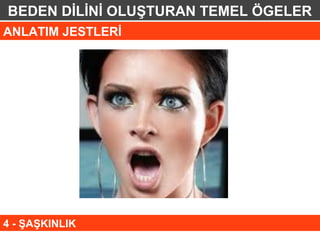 BEDEN DİLİNİ OLUŞTURAN TEMEL ÖGELER
ANLATIM JESTLERİ




4 - ŞAŞKINLIK
 