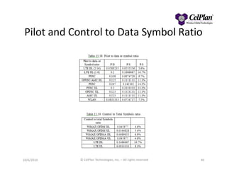 Pilot and Control to Data Symbol Ratio
10/6/2010 © CelPlan Technologies, Inc. – All rights reserved 40
 