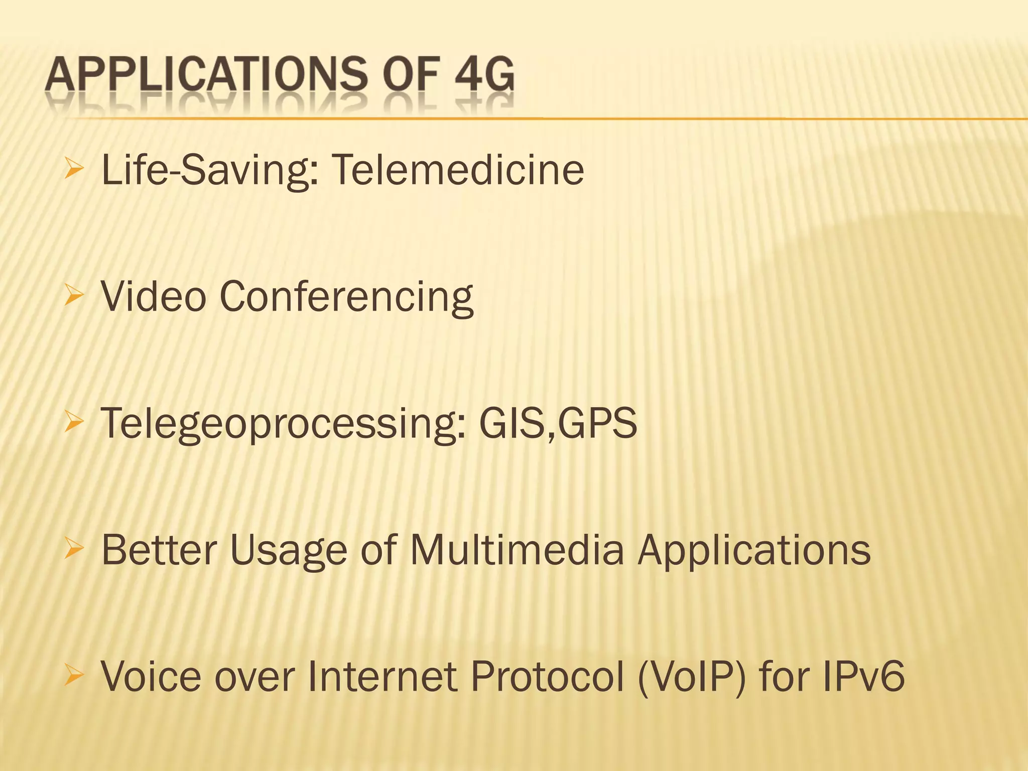 Life-Saving: Telemedicine Video Conferencing Telegeoprocessing: GIS,GPS Better Usage of Multimedia Applications Voice over Internet Protocol (VoIP) for IPv6 