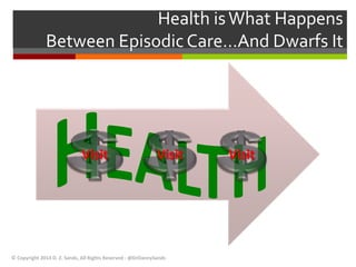Health is What Happens 
Between Episodic Care…And Dwarfs It 
Visit Visit Visit 
© Copyright 2014 D. Z. Sands, All Rights Reserved - @DrDannySands 
 