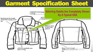 Garment Specification Sheet 
Stitching Details Are Completely Shown 
By A Typical GSS 
 