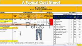 A Typical Cost Sheet 
 