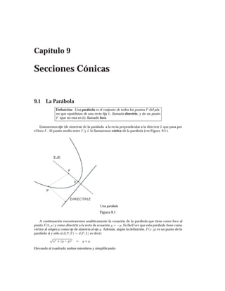 siendo x1 x2las coordenadas del punto P1 y x2 y2 las del punto P2.
28. Escribir las ecuaciones de las mediatrices de los lados del triángulo de vértices A2 3, B 2 1,
C3 2 y determinar las coordenadas del circuncentro (se llama así al punto en que se cortan
las mediatrices y es el centro de la circunferencia circunscrita al triángulo dado).
29. Hallar las ecuaciones de las dos rectas que forman ángulo de 45
con la recta x 2y + 5 = 0 y
que pasan por el origen de coordenadas.
30. Hallar la ecuación de la bisectriz del ángulo agudo formado por las rectas r1 y r2 deﬁnidas de la
siguiente forma: r1 pasa por el punto A1 2 y forma un ángulo de 45 con la dirección positiva
del eje x, r2 pasa por el punto B5 6 y corta el eje x en un punto c tal que el área del triángulo
ABC es igual a 12.
31. Dada la recta r1 de ecuación 2y 3x = 4 y el punto P1 3
(a) Hallar la ecuación de la recta que para por P y es perpendicular a r1.
(b) Hallar una fórmula para la distancia desde un punto Q = x0 y0a una recta r = fax+by+
c = 0g, donde a b c x0 y0 2 R.
32. Hallar las ecuaciones de las medianas del triángulo de vértices A3 2, B3 4, C 1 1 y
comprobar que las tres medianas se intersectan en un punto.
33. Demostrar que los segmentos de recta que unen los puntos medios consecutivos de los lados de
un cuadrilátero cualquiera forman un paralelogramo.
34. Por un punto P cualquiera del plano pasan inﬁnitas rectas. El conjunto de estas inﬁnitas rectas se
llama haz de rectas de vértice P. Sea r1 una recta de ecuación A1x+B1y+C1 = 0 y r2 otra recta
de ecuación A2x + B2y + C2 = 0 (no paralela a la anterior) y sea  un número real cualquiera.
Demostrar que la ecuación:
A1x+B1y +C1 +A2x+B2y +C2 = 0
representa un haz de rectas cuyo vértice es el punto de intersección de r1 y r2.
 