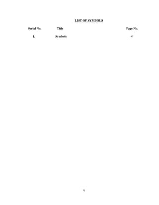 v
LIST OF SYMBOLS
Serial No. Title Page No.
1. Symbols 4
 