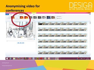 @DesDigitalWorld
#designandthedigitalworld
Anonymising video for
conferences
 