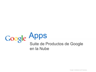 Apps
Suite de Productos de Google
en la Nube

 