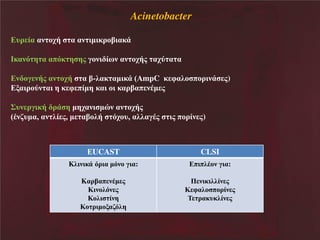 Acinetobacter
υλ έα αθ κξά

α αθ δηδελκίδαεΪ

Ιεαθσ β α απσε β βμ ΰκθδ έπθ αθ κξάμ αξτ α α
θ κΰ θάμ αθ κξά α ί-ζαε αηδεΪ Χ mpC ε φαζκ πκλδθΪ μ)
ιαδλκτθ αδ β ε φ πέηβ εαδ κδ εαλίαπ θΫη μ
΢υθ λΰδεά λΪ β ηβξαθδ ηυθ αθ κξάμ
ΧΫθαυηα, αθ ζέ μ, η αίκζά σξκυ, αζζαΰΫμ

UCAST
KζδθδεΪ σλδαΝησθκΝΰδα:
Kαλίαπ θΫη μ
Κδθκζσθ μ
Κκζδ έθβ
Κκ λδηκιαασζβ

δμ πκλέθ μ)

CLSI
πδπζΫκθΝΰδα:
Π θδεδζζέθ μ
Κ φαζκ πκλέθ μ
Σ λαευεζέθ μ

 