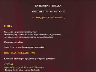 ENTEΡΟ

ΚΣ ΡΙ Κ

ΝΣΟΥ Ν΢ΣΙ΢ΝΝ -Λ ΚΣ Μ ΢
έΝ θ κξάΝ

δμΝε φαζκ πκλέθ μ

SBLs
Τ λσζυ β κιυδηδθκε φαζκ πκλδθυθ
(ε φκυλκιέηβ, 3βμ εαδ 4βμ ΰ θδΪμ ε φαζκ πκλέθ μ, αα λ κθΪηβ).
θ υ λκζτκυθ δμ ε φαηυεέθ μ εαδ δμ εαλίαπ θΫη μ.
Class A εα Ϊ mbler
θα

Ϋζζκθ αδ απσ ί-ζαε αηδεσ+αθα

ΠΡΧΣ

ΝΙΥΝ Τ΢

κζΫα

: 1983

Κζπθδεά δα πκλΪ, κλδασθ δα η αφκλΪ ΰκθδ έπθ
-CTX-M
-πλκ λξση θ μ απσ SHV εαδ Σ Μ Ϋθαυηα
Κυλέπμ scherichia coli εαδ Κlebsiella

 