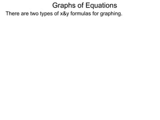 Graphs of Equations
There are two types of x&y formulas for graphing.
 