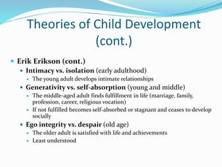 Generativity Child Development 4 growth and development theory | PPTX