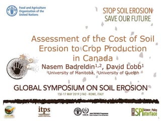 Assessment of the Cost of Soil
Erosion to Crop Production
in Canada
Nasem Badreldin1,2, David Lobb1
1University of Manitoba, 2University of Guelph
1
 