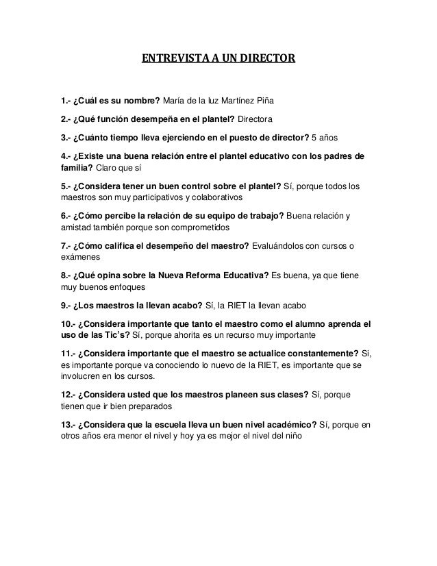 Resultado de imagen de ejemplo de entrevista educación