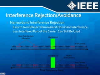 The sub-carriers are converted by IFFT to a time domain signalA guard interval (cyclic prefix) is added to collect multipathA long guard interval (GI) reduces efficiency but enhances multipath handling capabilityMultipath – The Solution