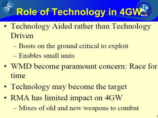 32/26
Role of Technology in 4GW
UNCLASSIFIED
 
