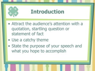 Speech TopicsA topic you know something aboutA topic you are interested inA topic you are willing to research and find out more aboutA topic your audience will be interested in