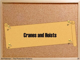 Arif Rahman – The Production Systems
Cranes and Hoists
28
 