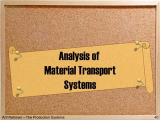 Arif Rahman – The Production Systems
Analysis of
Material Transport
Systems
40
 