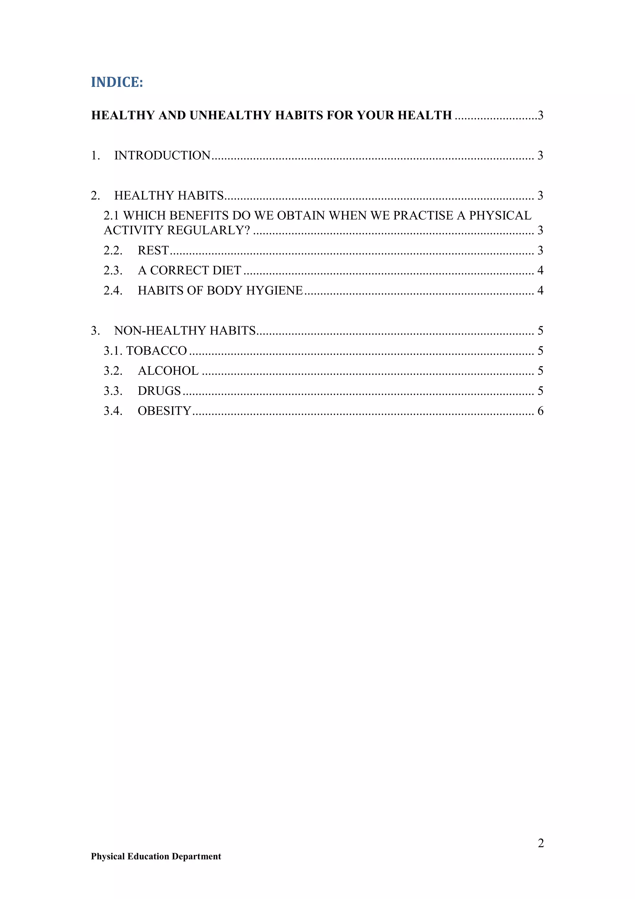 4 healthy and unhealthy habits for your health | DOCX