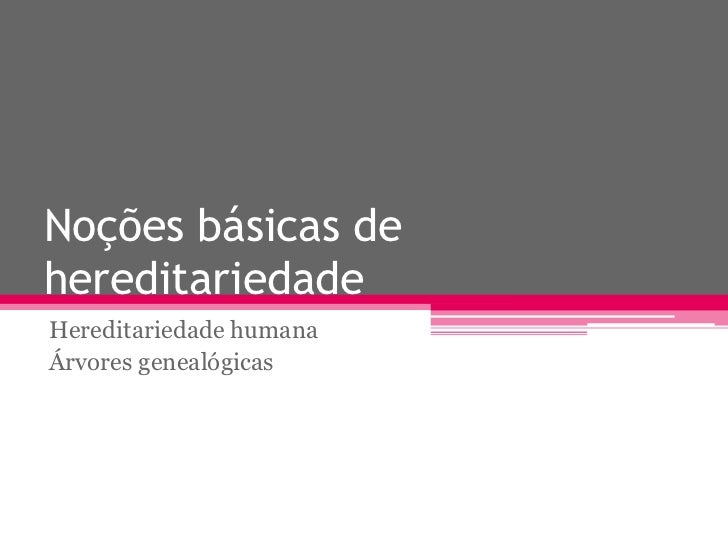 Noções básicas dehereditariedadeHereditariedade humanaÁrvores genealógicas 