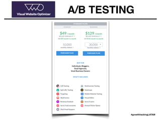 A/B TESTING
#growthhackingLATAM
 