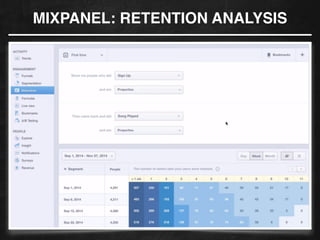 MIXPANEL: RETENTION ANALYSIS
#growthhackingLATAM
 