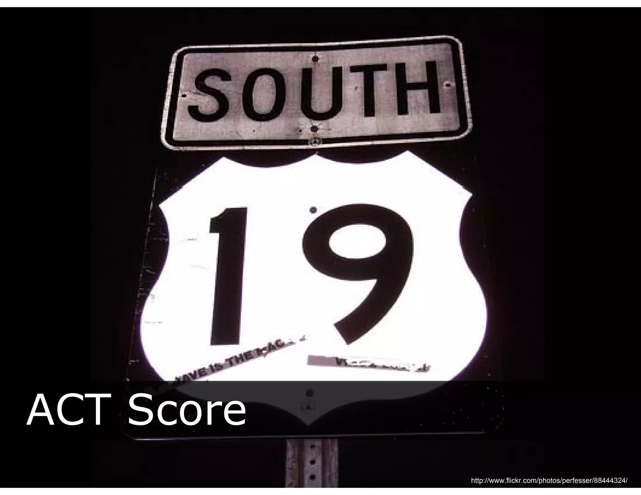 ACT Score
            http://www.flickr.com/photos/perfesser/88444324/
 