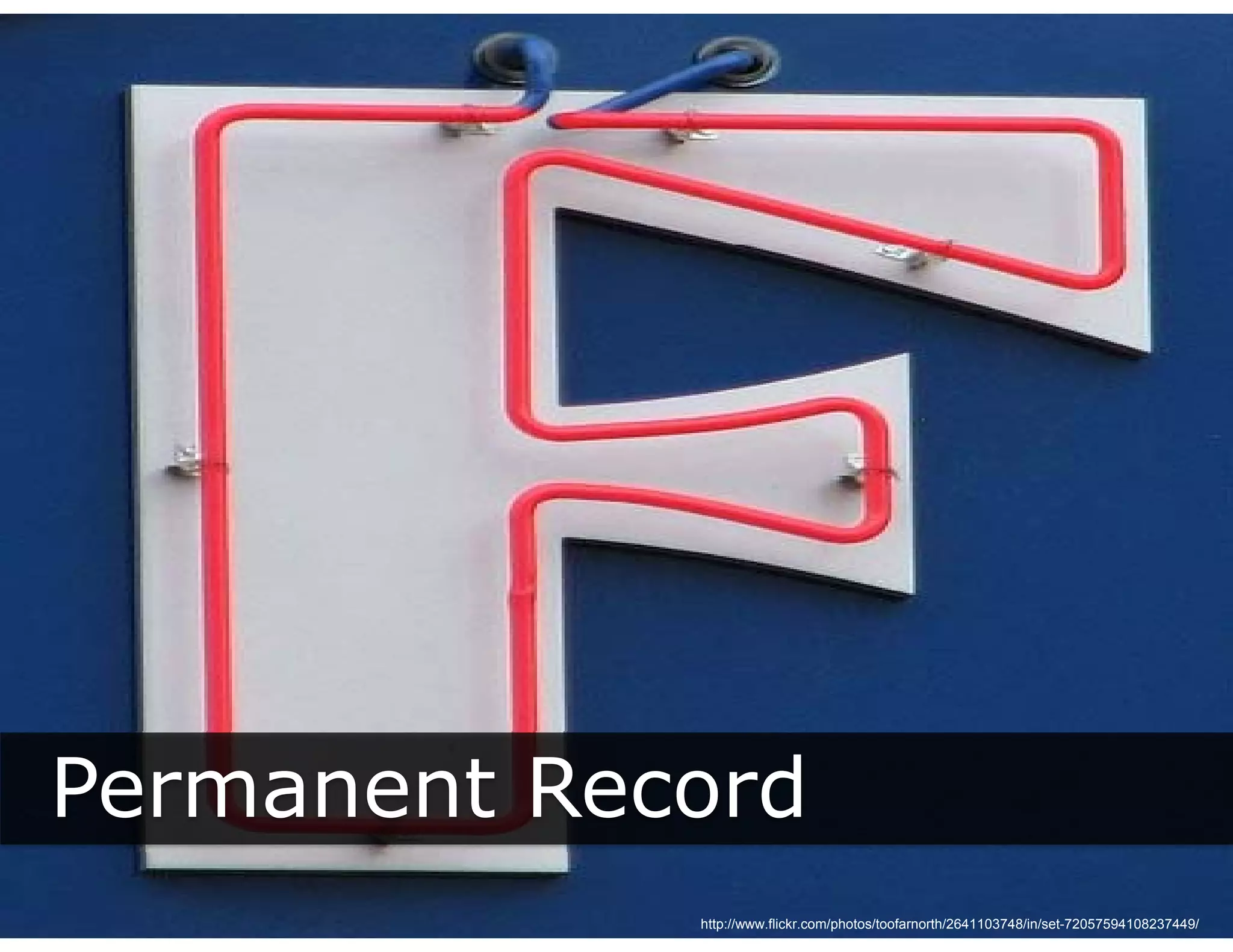 Permanent Record
             http://www.flickr.com/photos/toofarnorth/2641103748/in/set-72057594108237449/
 