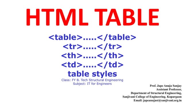 How to add table using HTML? HTML table styles. | PPT