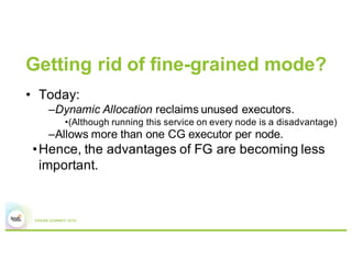 Getting rid of fine-grained mode?
• Today:
–Dynamic Allocation reclaims unused executors.
•(Although running this service ...