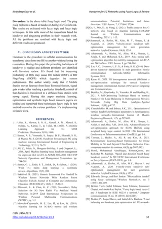 Handover for 5G Networks using Fuzzy Logic: A Review | PDF