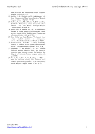Handover for 5G Networks using Fuzzy Logic: A Review | PDF