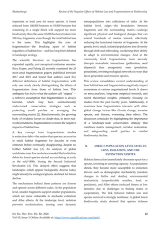 Review of the Negative Effects of Habitat Loss and Fragmentation on ...