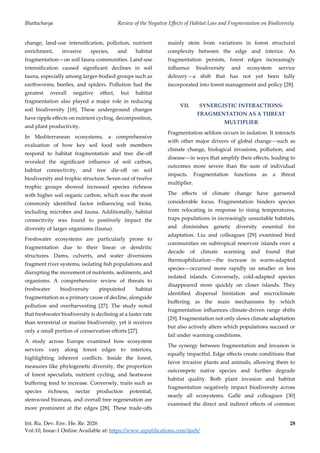 Review of the Negative Effects of Habitat Loss and Fragmentation on ...