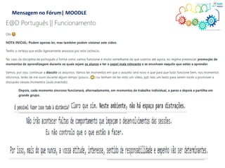 Mensagem no Fórum| MOODLE
 