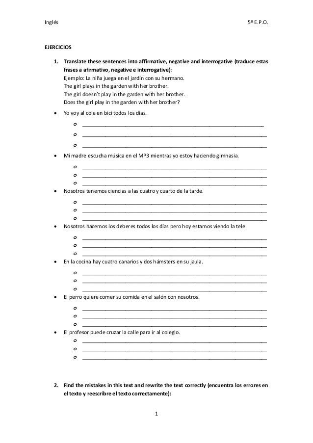 4º Inglés Ejercicios 4º Inglés Ejercicios