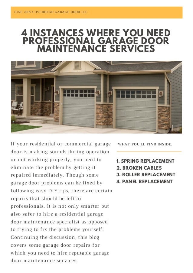 4 Instances Where You Need Professional Garage Door Maintenance Servi