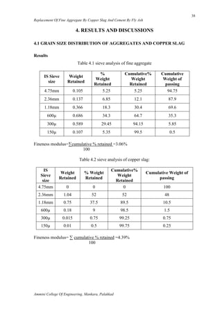 Partial replacement of Fine aggreggate by Copper Slag and Cement by Fly ...