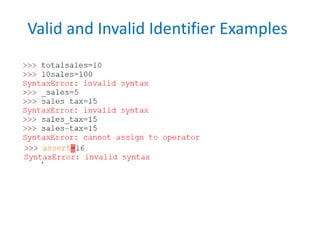 Valid and Invalid Identifier Examples
 