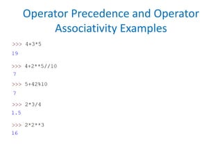Operator Precedence and Operator
Associativity Examples
 