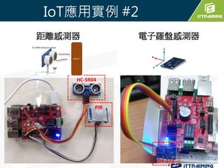 IoT應用實例 #2
距離感測器 電子羅盤感測器
HC-SR04
GY-273
PIR
 