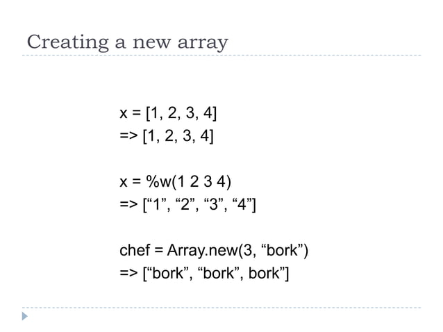 Ruby Language: Array, Hash and Iterators | PPT