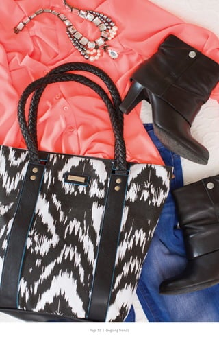 Page 53 | Ongoing Trends
$42.99
3247
Prima Briarly
Lorem ipsum dolor sit amet, consectetur adipiscing elit.
Quick-Clip brown straps pg. 50 | Quick -clip harware gold pg. 50
 