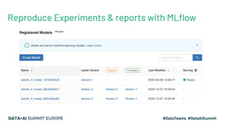 Reproduce Experiments & reports with MLﬂow
 