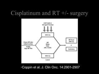 Cisplatinum and RT +/- surgeryCoppin et al, J. Clin Onc. 14:2901-2907Coppin et al, J. Clin Onc. 14:2901-2907Cisplatinum and RT +/- surgery